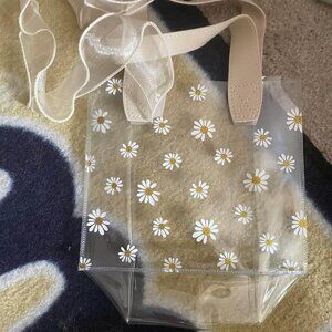 Set of 9: Daisy Flower PVC Tote Clear Bag For Beach Vacation Bachelorette Party